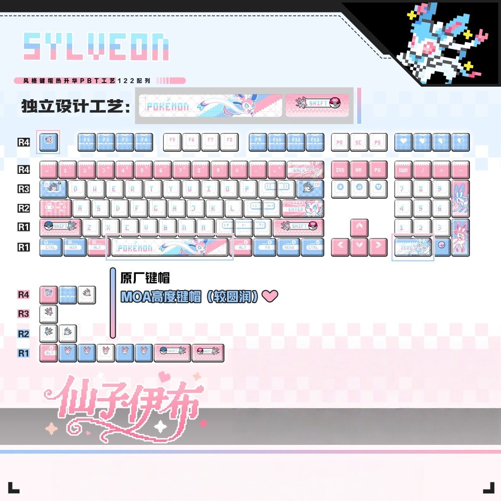 Pokémon Sylveon ‌   Aangepaste - Keycap Artisan Anime recensie en prijs